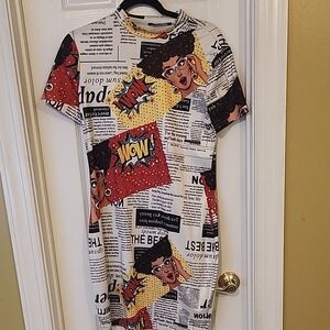 Comic Print Dress with Pop Art Design